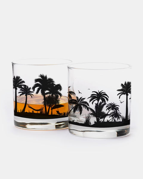 Beach landscape whiskey glasses 1