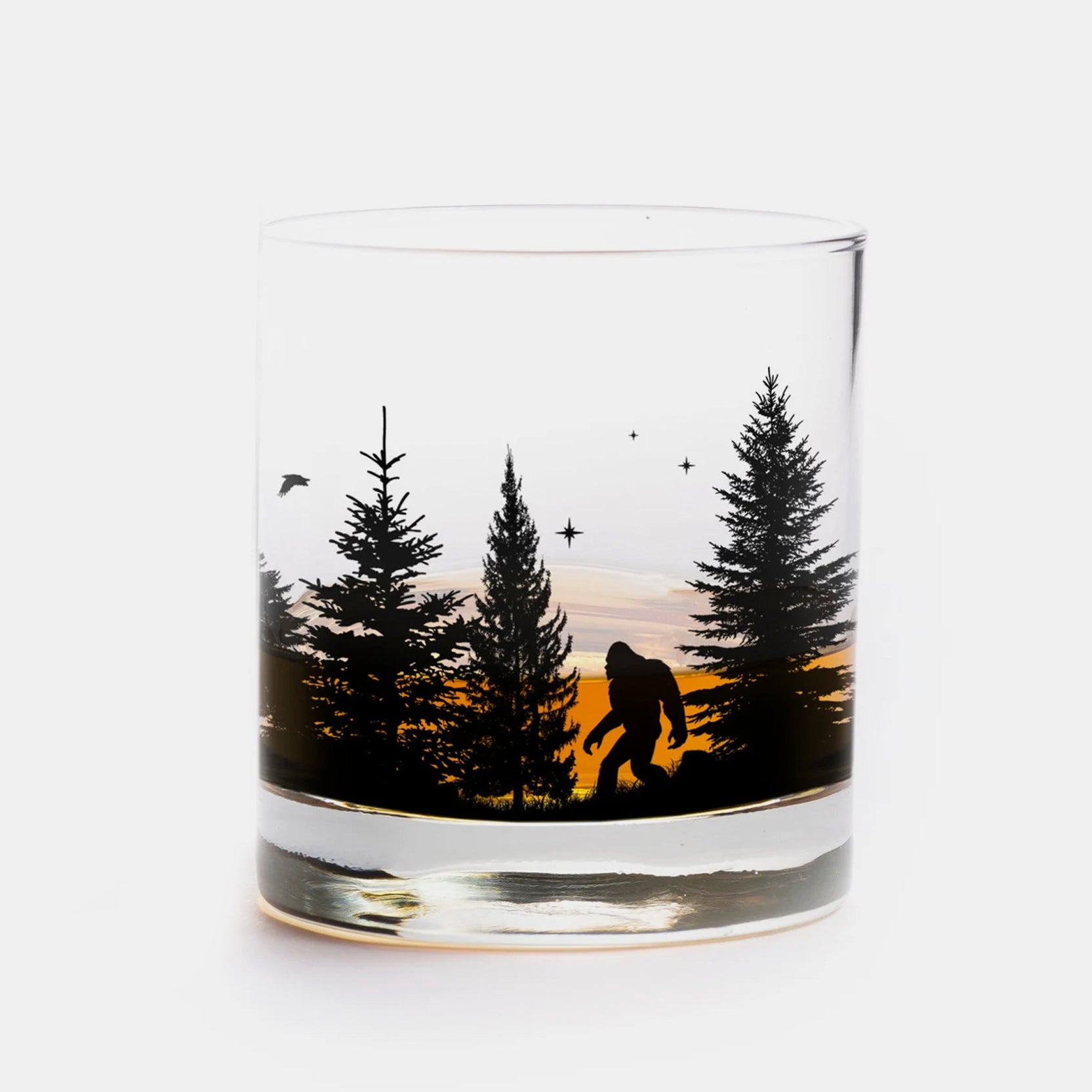 Bigfoot In The Forest Single Whiskey Glass 1