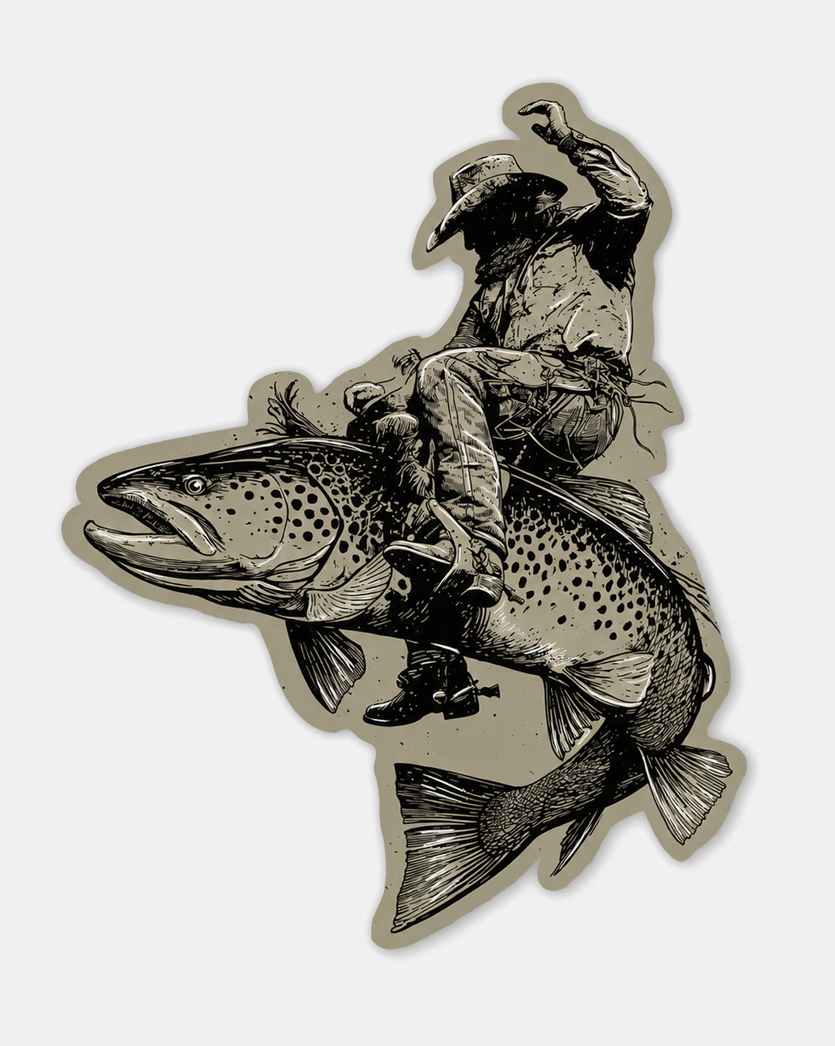 Bucking Brown Trout Outdoor Sticker 1