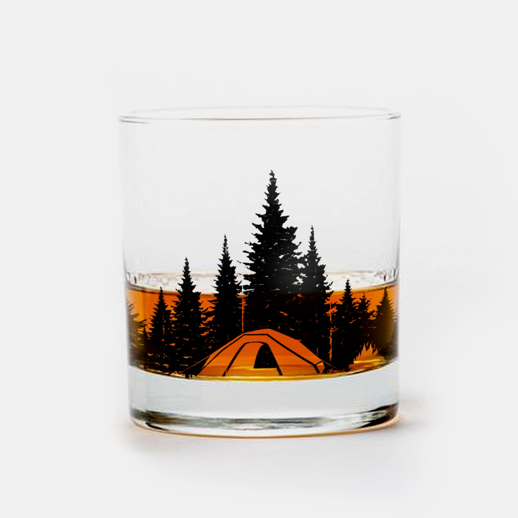 Camping In The Woods Single Whiskey Glass 1