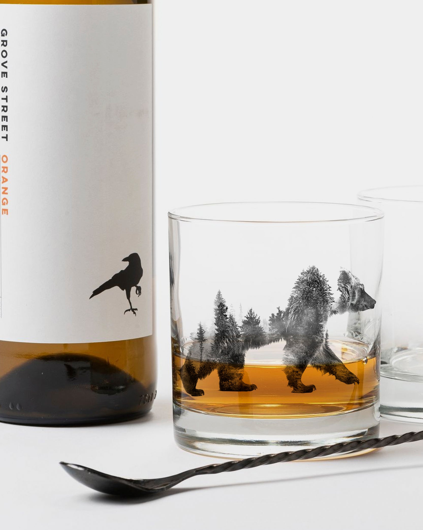 Double Exposure Bear Whiskey Glass 2