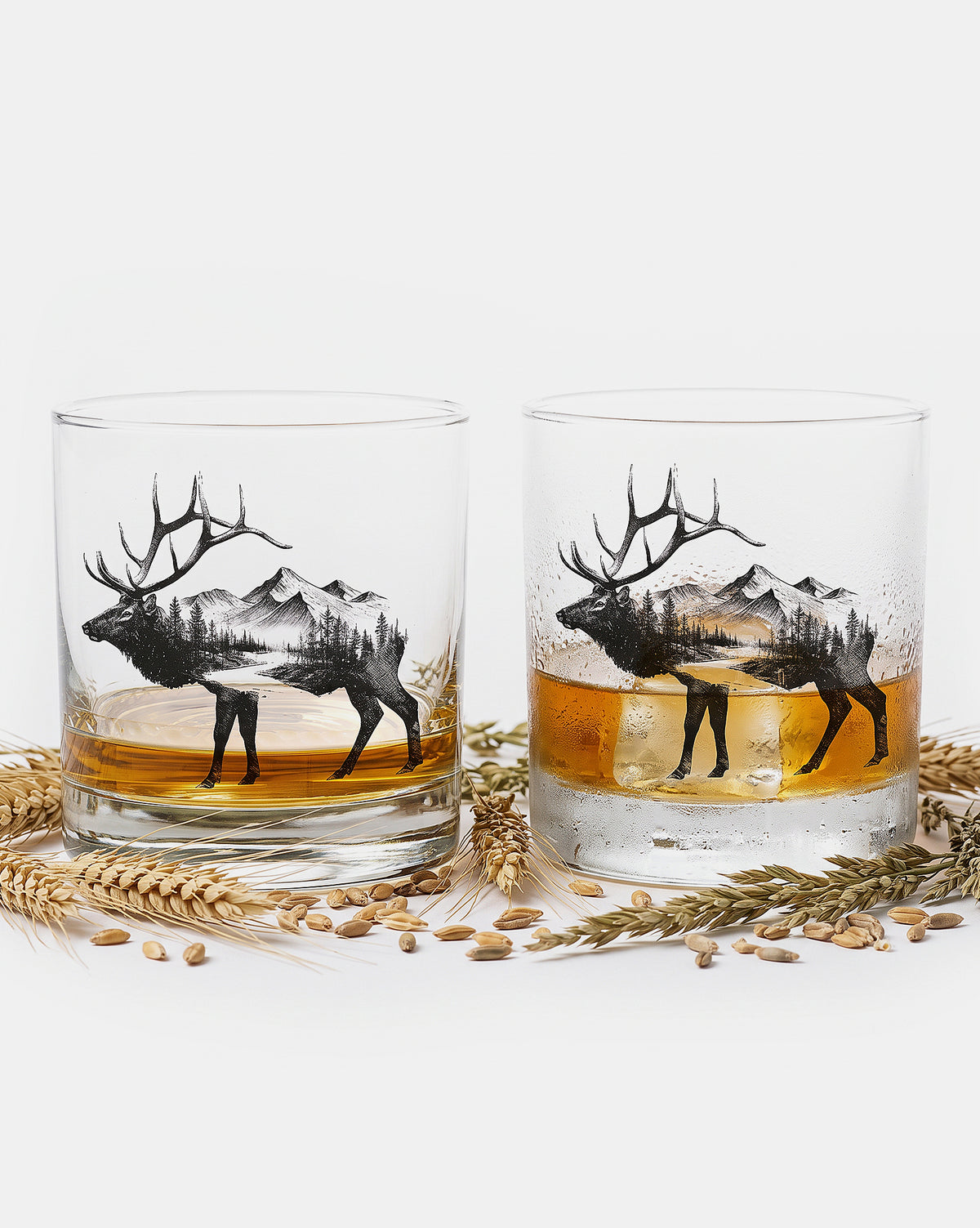 Elk and Mountain Forest Whiskey Glasses 2