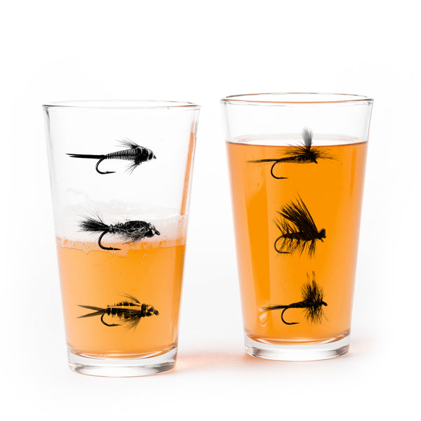 Fly Fishing Fly Pint Glasses
