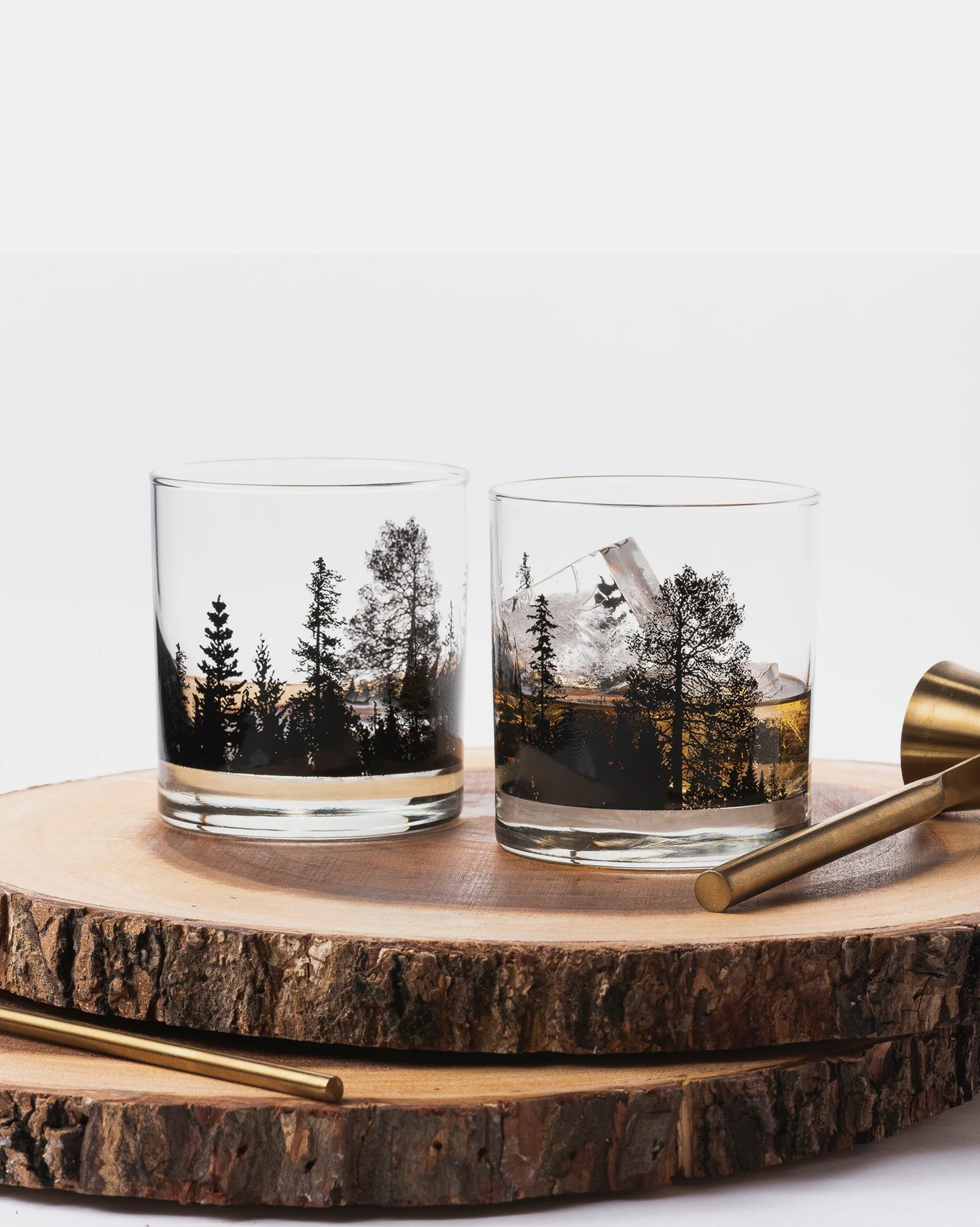 Forest landscape whiskey glasses 2