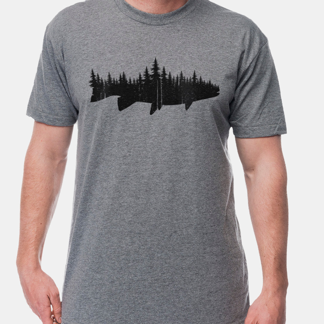 Men's Fish Forest Tshirt Grey 1