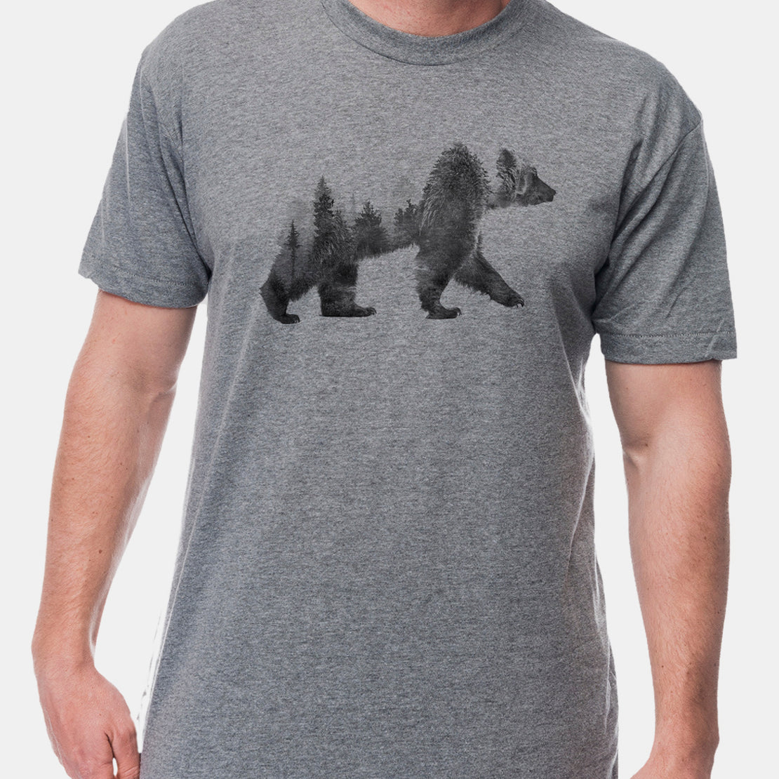 Mens-Double-Exposure-Bear-Tshirt-Grey-1