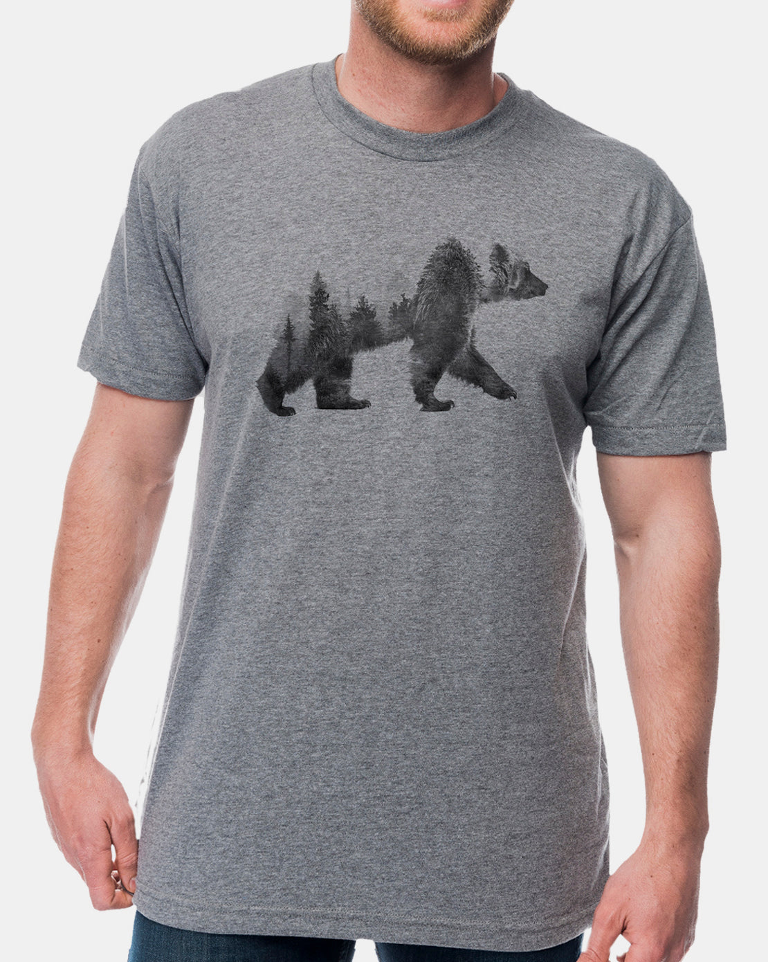 Mens-Double-Exposure-Bear-Tshirt-Grey-1