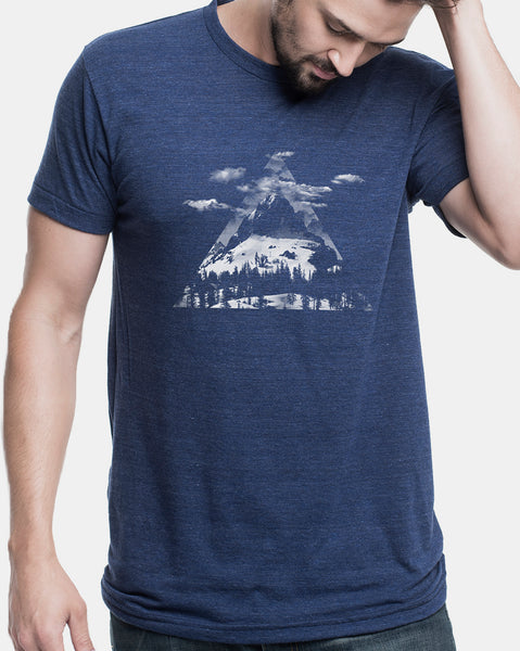 Mens Mountain Clouds And Triangle Tshirt 1