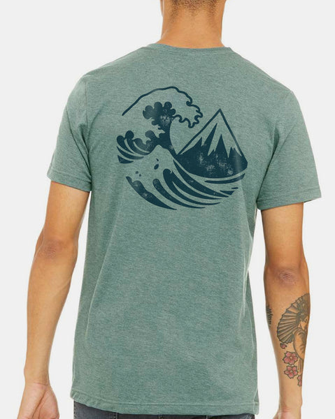 Mens Peak Surfing T-Shirt Dusty Blue 1