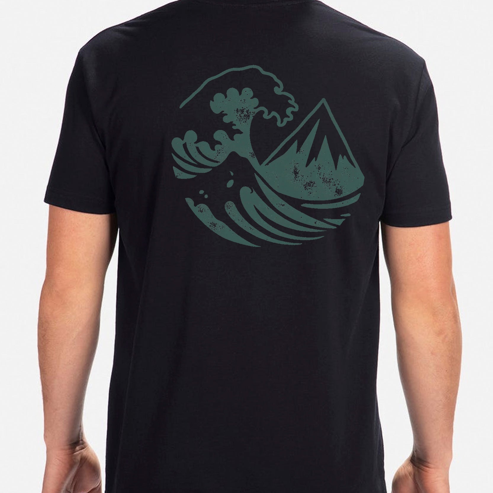 Mens Peak Surfing T-Shirt Black 1