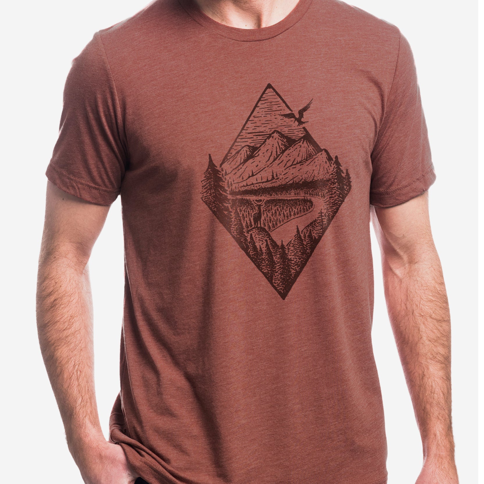 Mens River Mountain Forest T-Shirt 1
