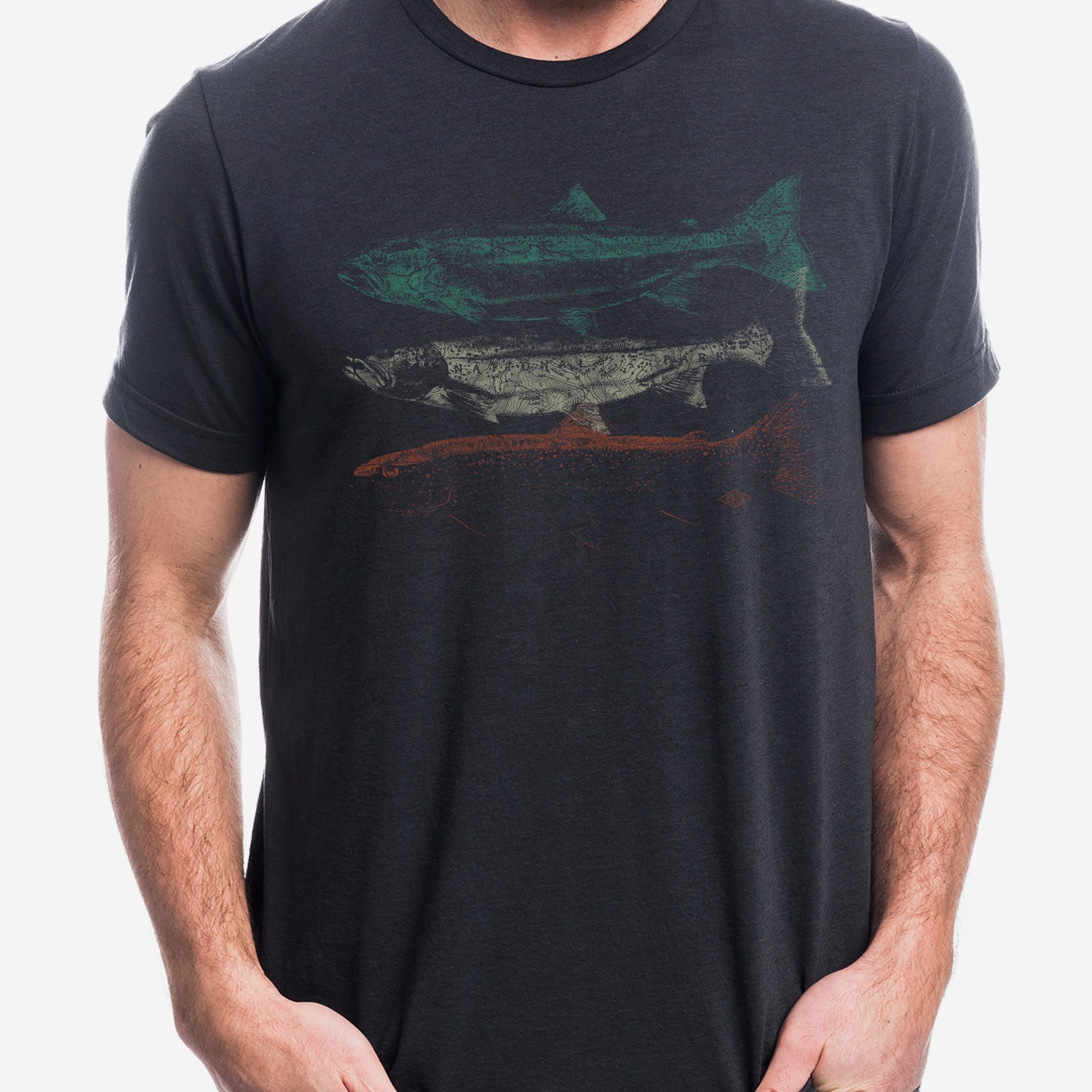 Mens Topographic Trout Tshirt 1