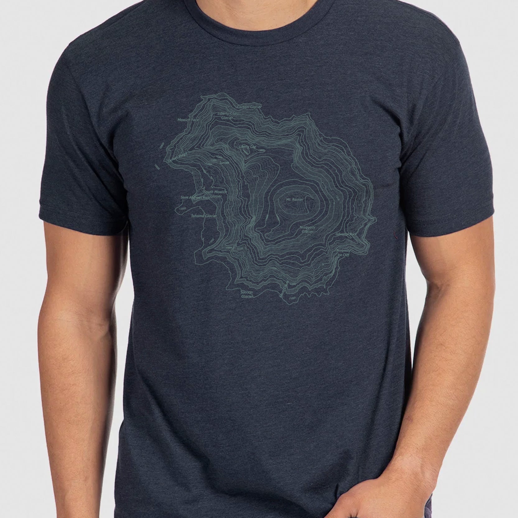 Mount Rainier Midnight Topographic T-Shirt 1