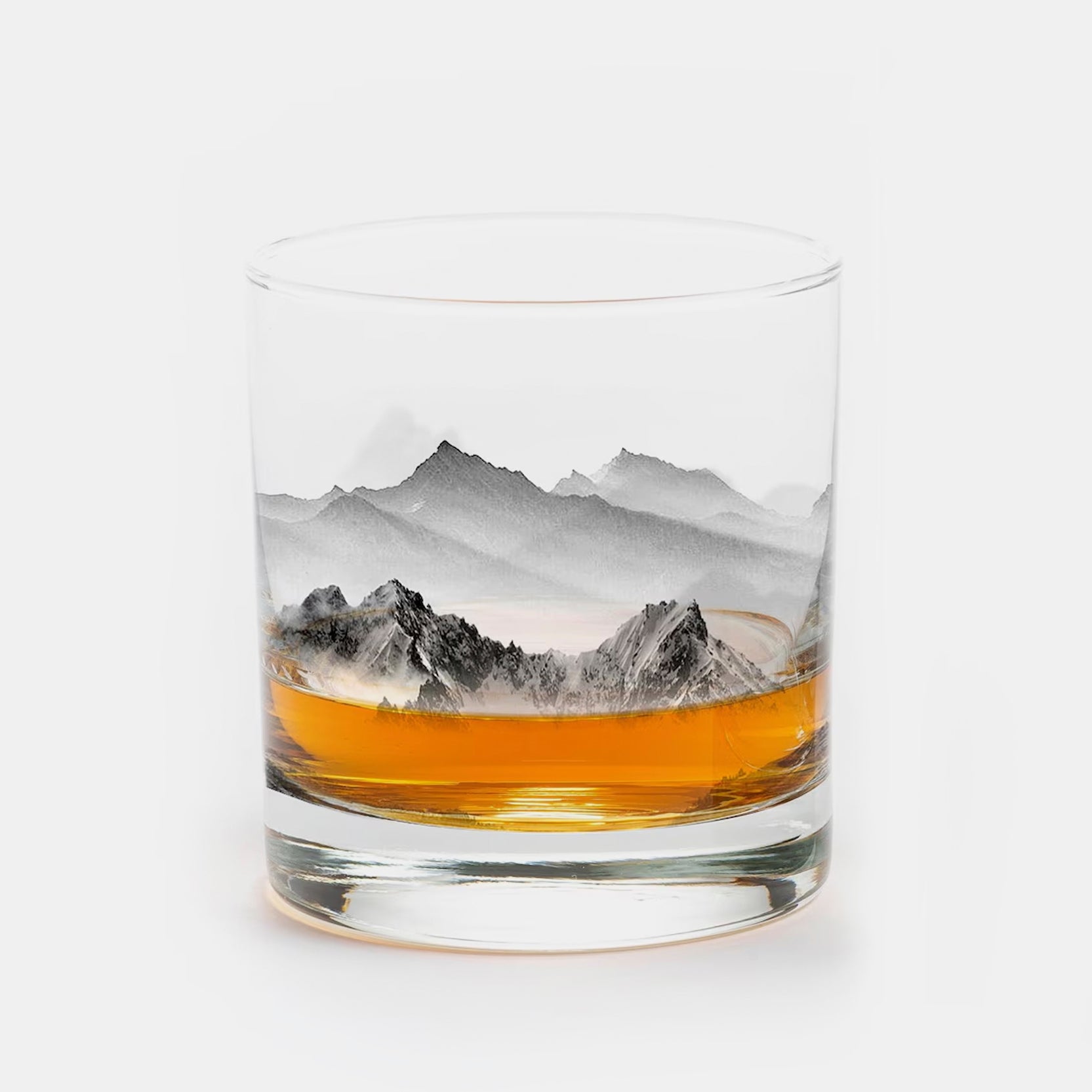 Mountain And Clouds Single Whiskey Glass