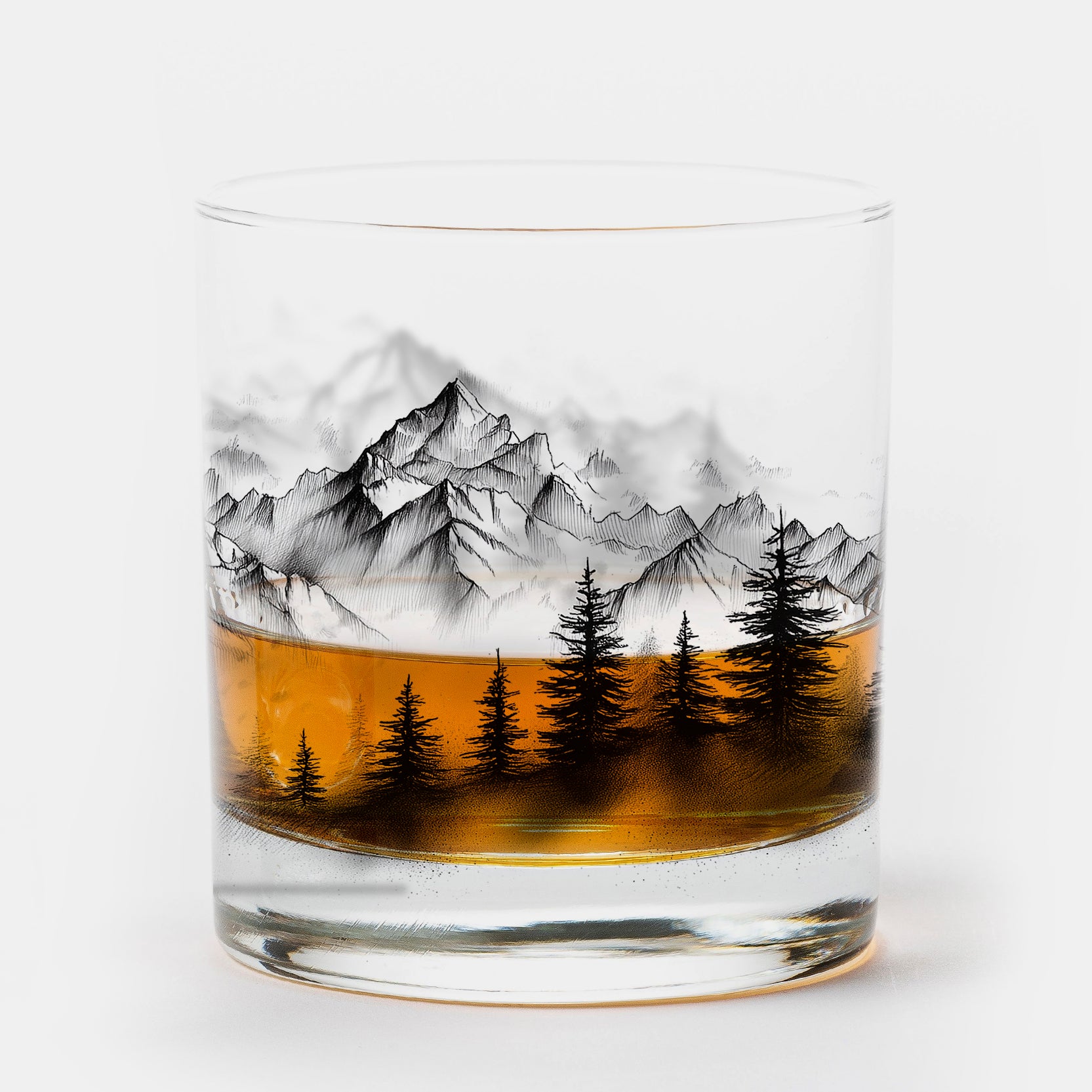 Modern Mountain Range Whiskey Glass