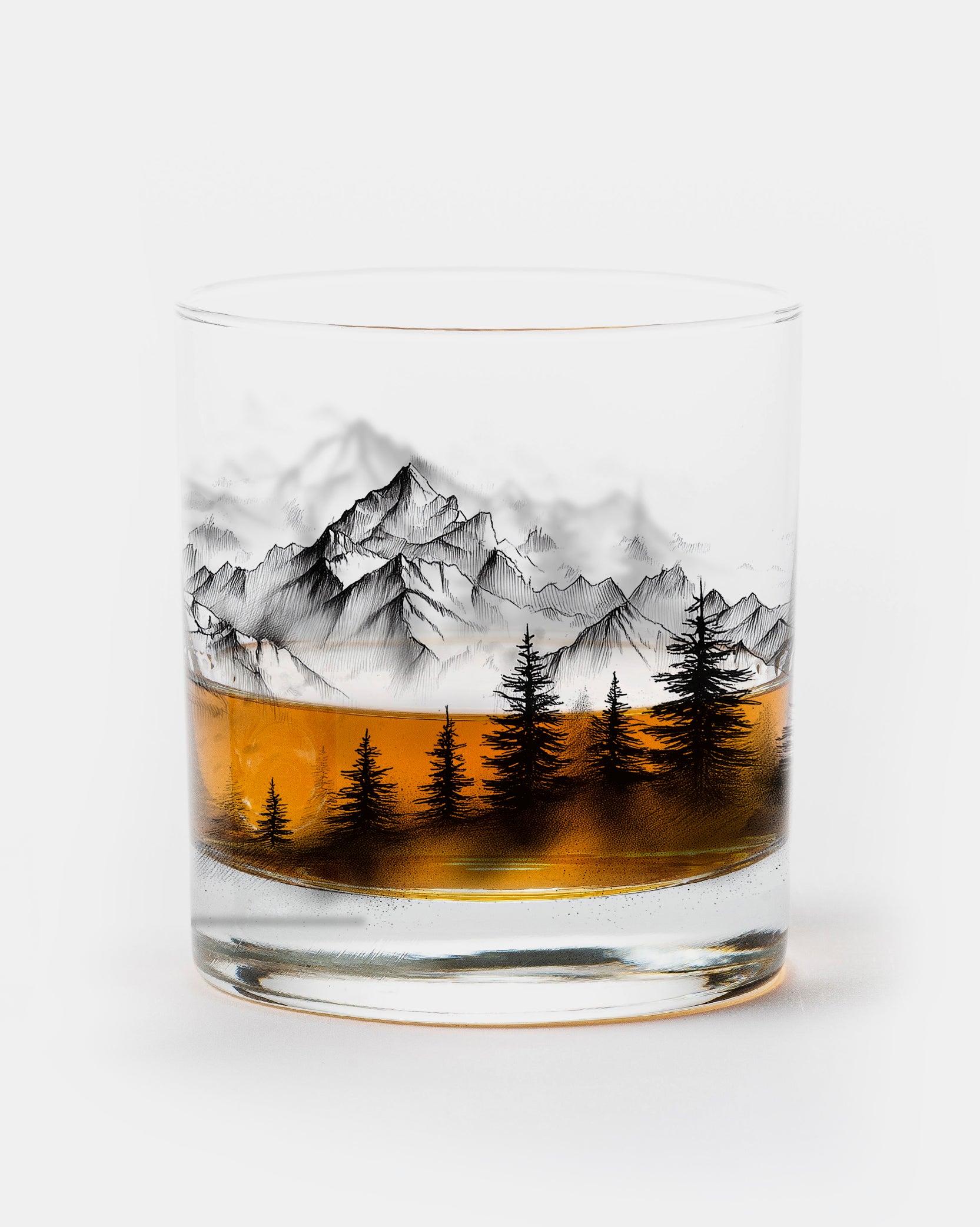 Modern Mountain Range Whiskey Glass