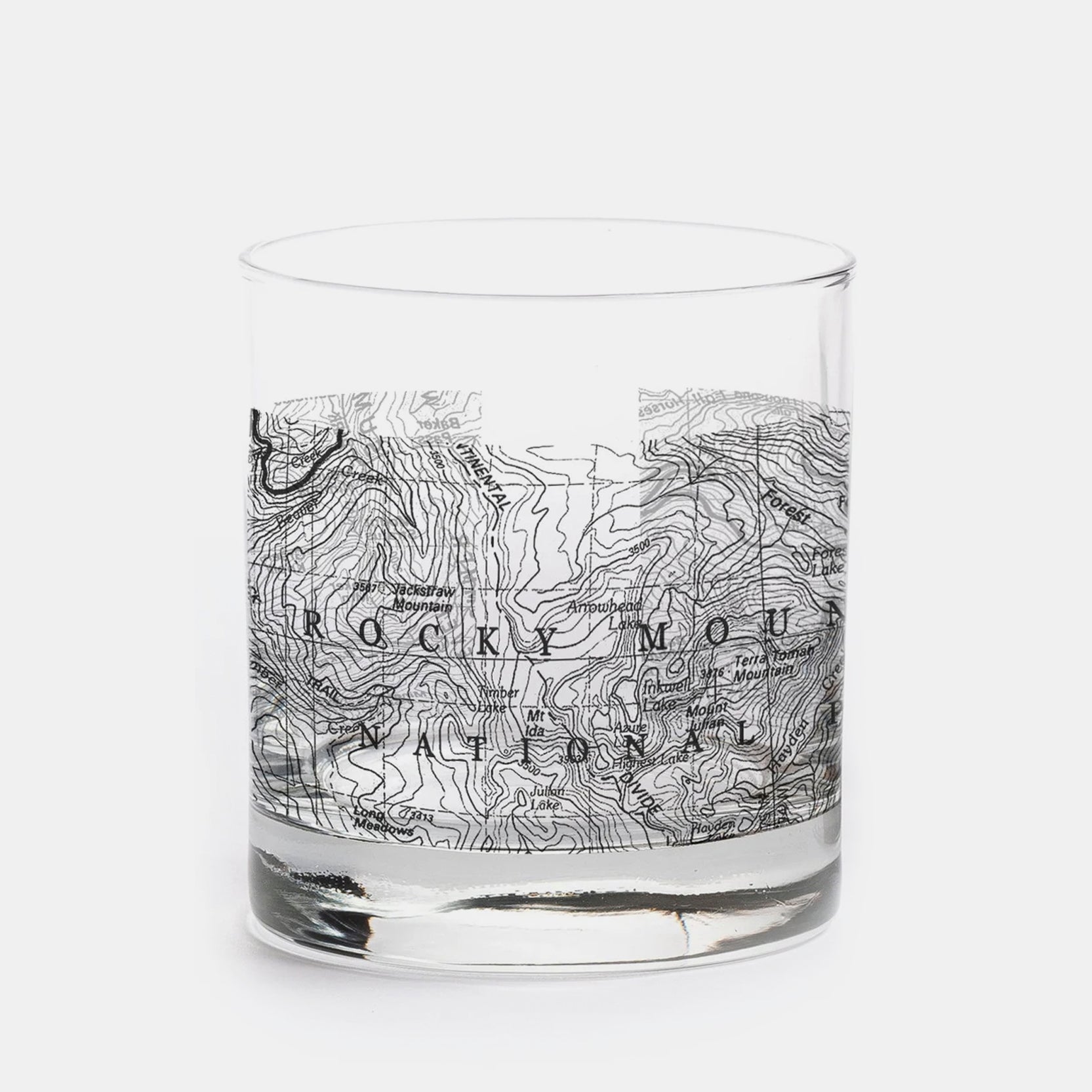 Rocky Mountain National Park Topographic Map Single Whiskey Glass