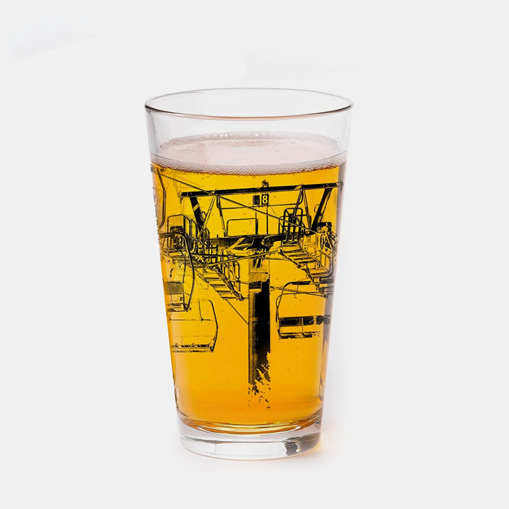 Ski Lift Black Single Pint Glass