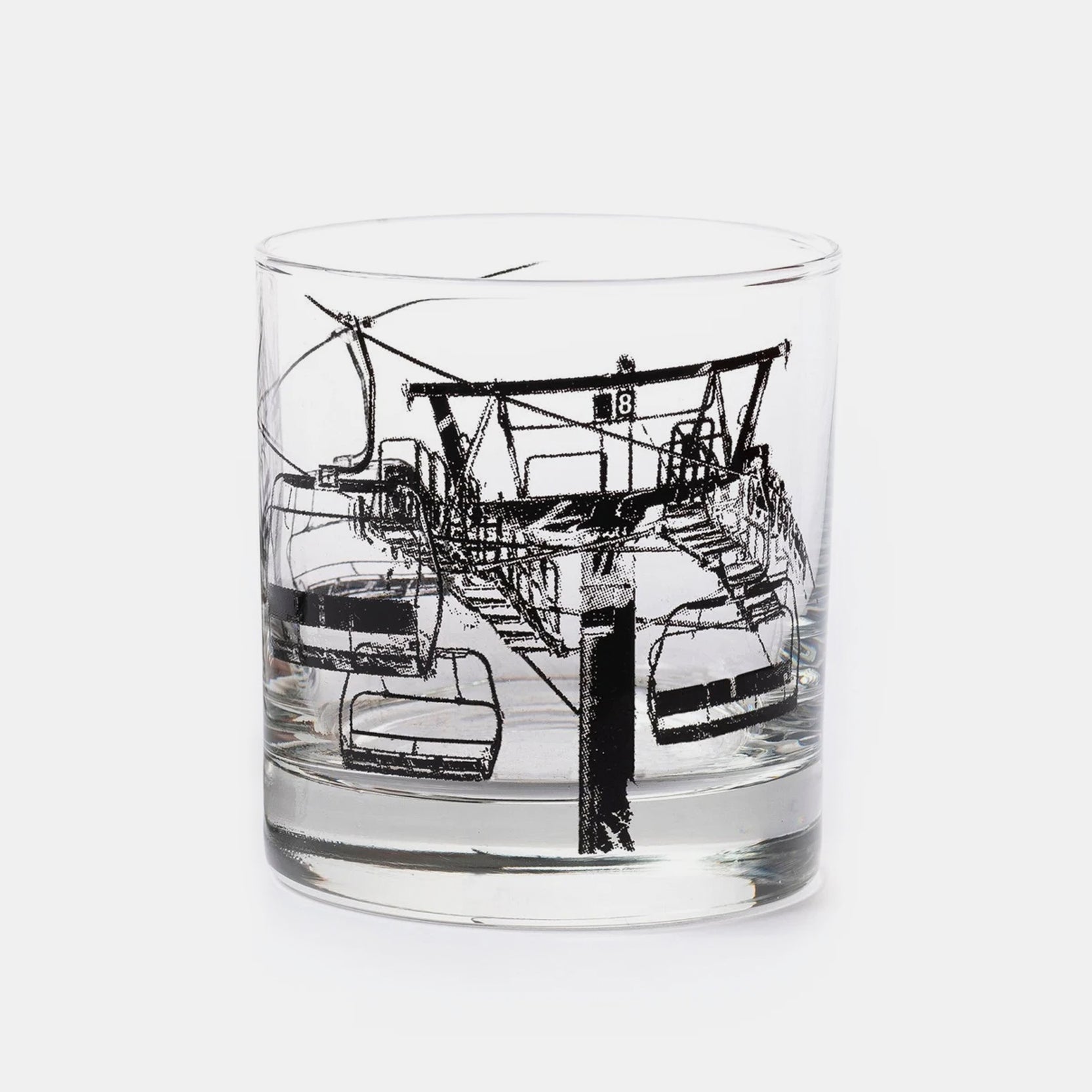 Analyzing image Ski Lift Black Single Whiskey Glass 1