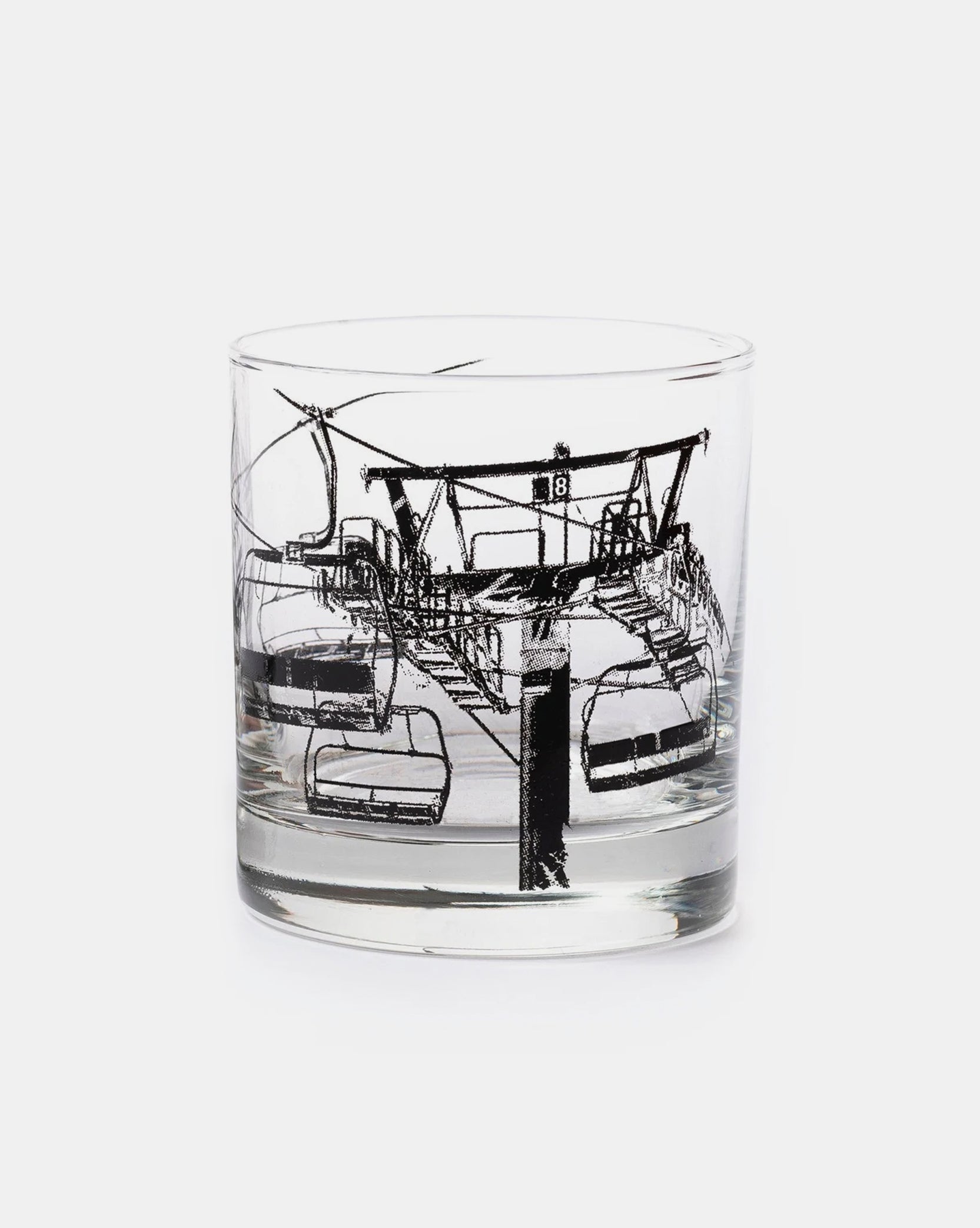 Analyzing image Ski Lift Black Single Whiskey Glass 1