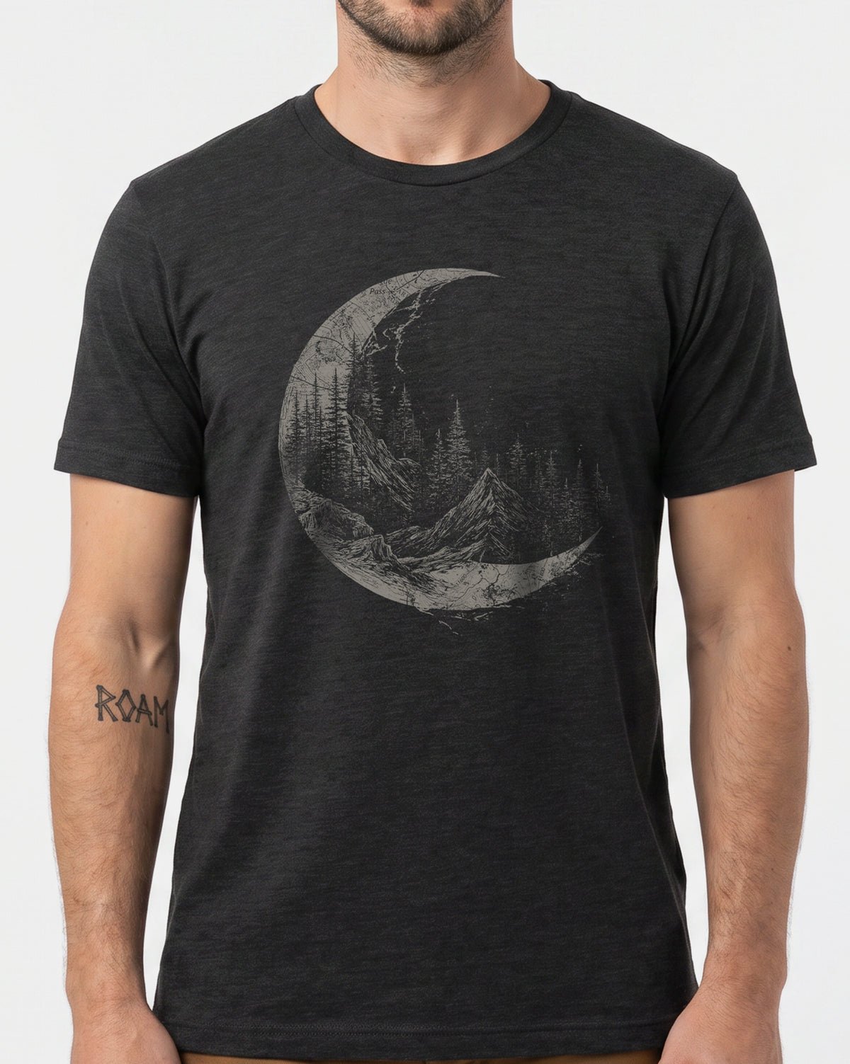 Topographic Crescent Moon Tshirt 1