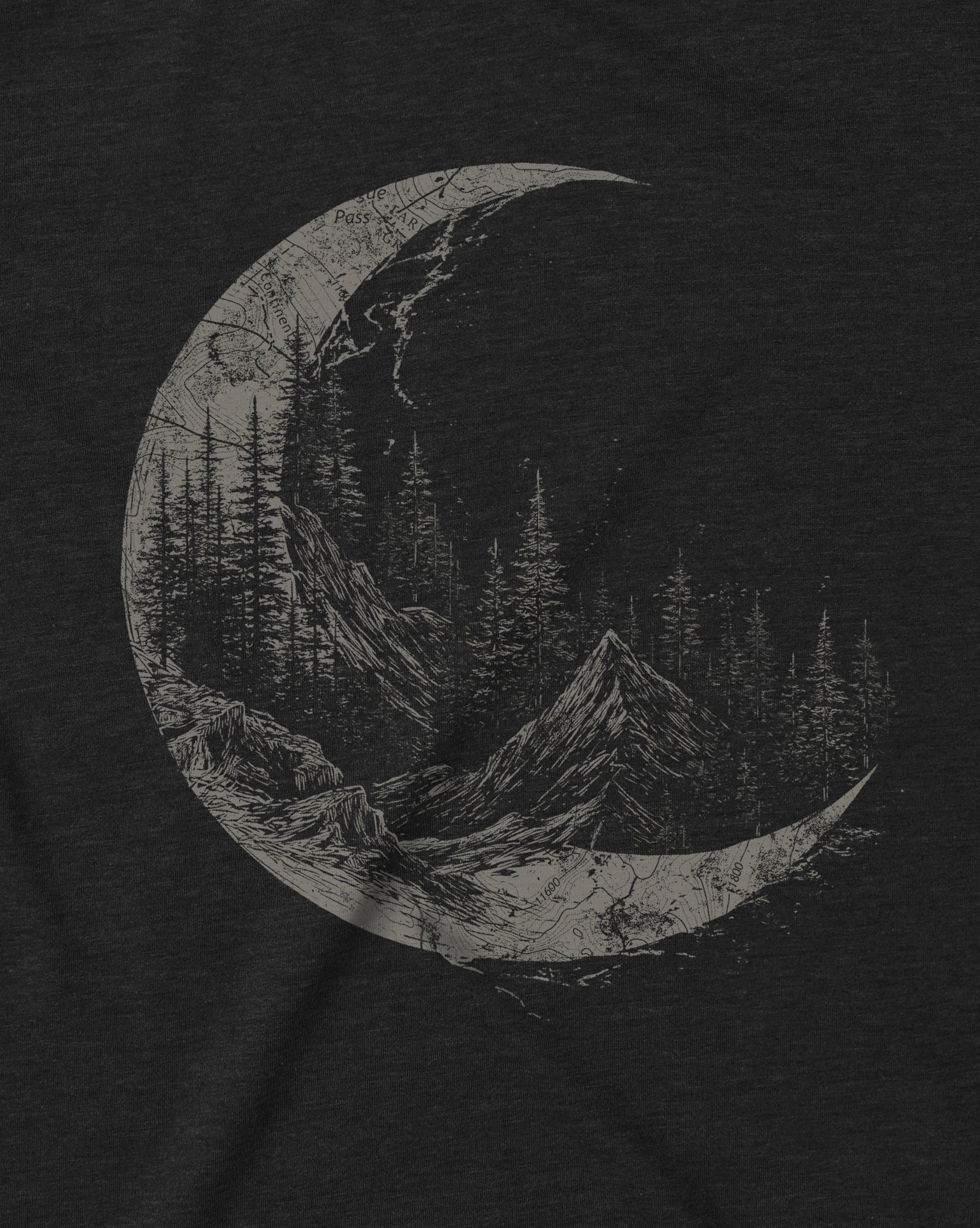 Topographic Crescent Moon Tshirt 5