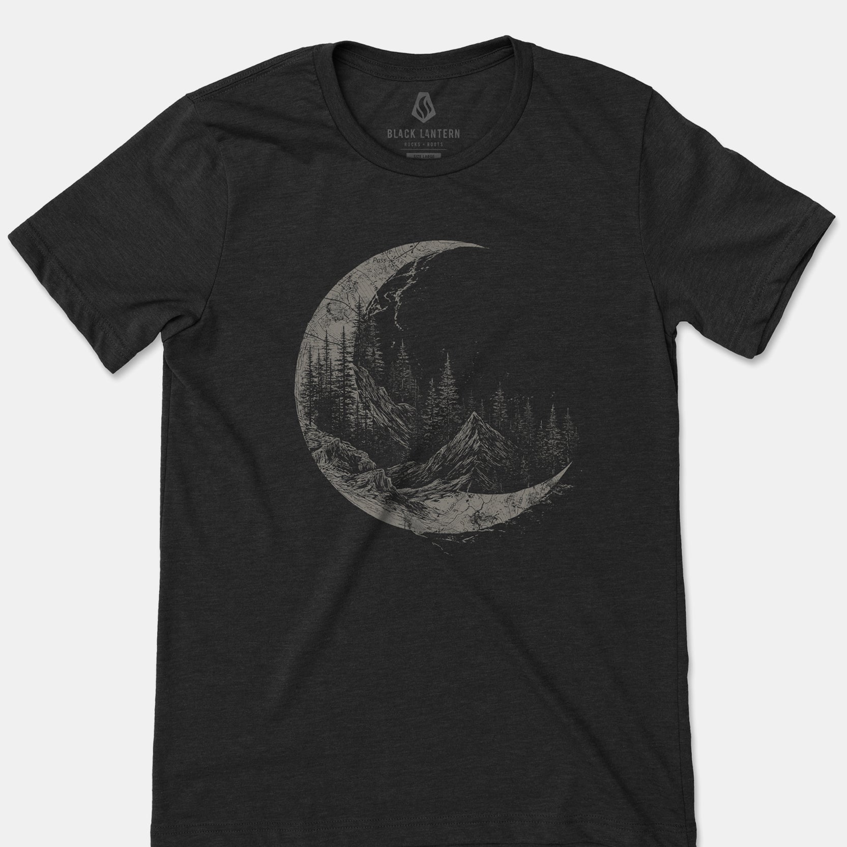 Topographic Crescent Moon Tshirt 2
