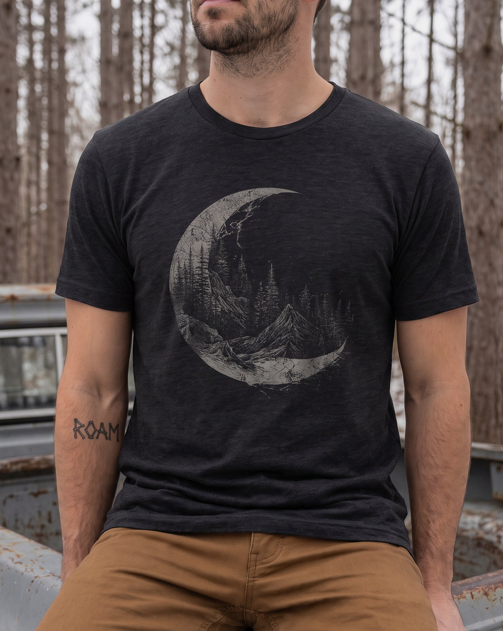 Topographic Crescent Moon Tshirt 3