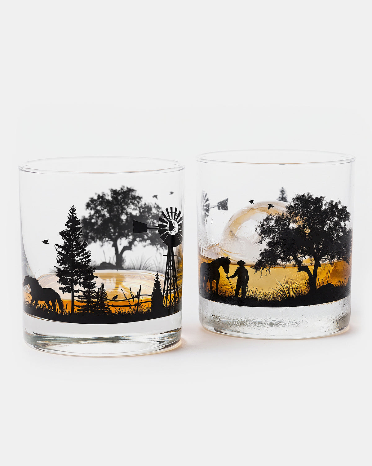 Western Landscape Whiskey Glasses 1