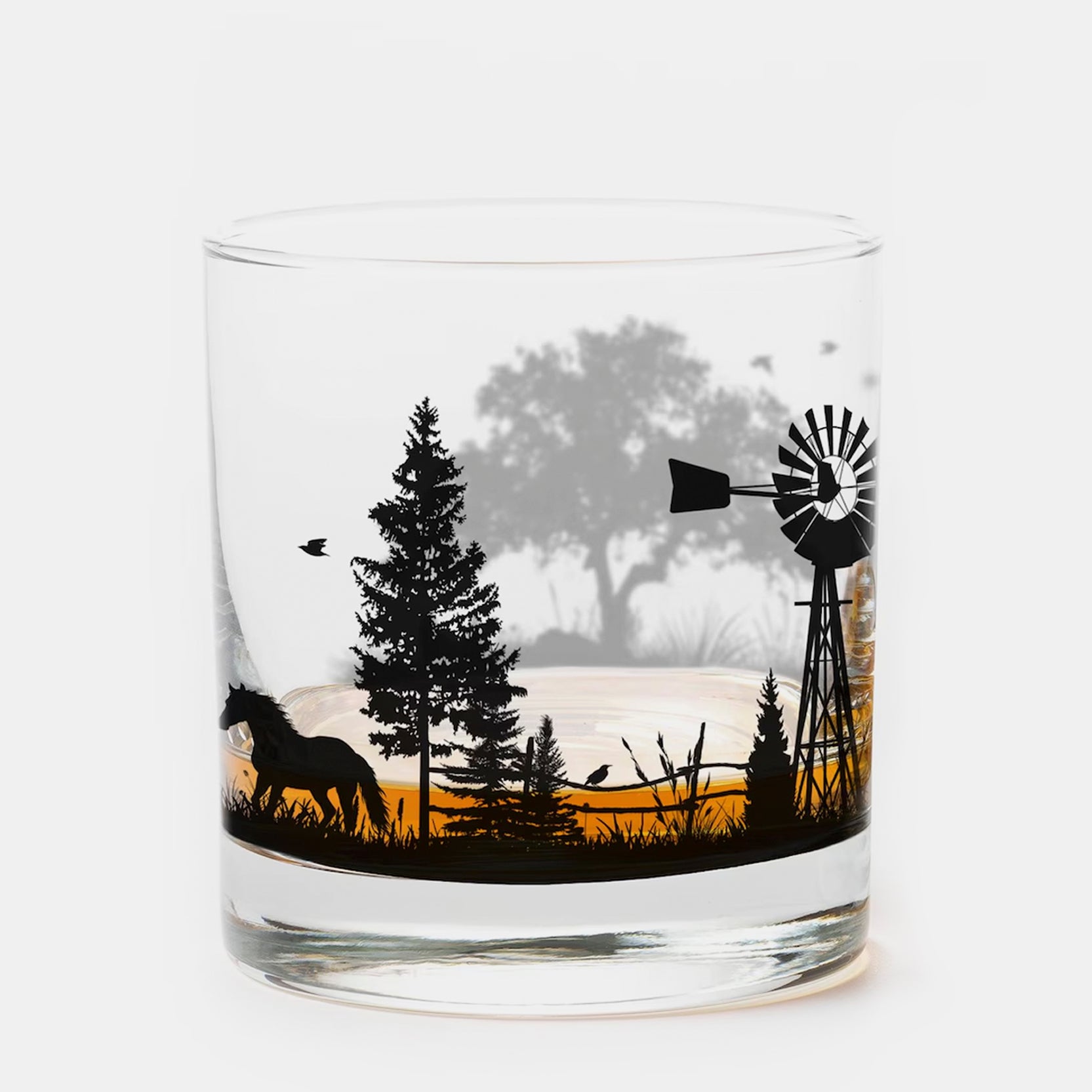 Western Landscape Modern Whiskey Glass