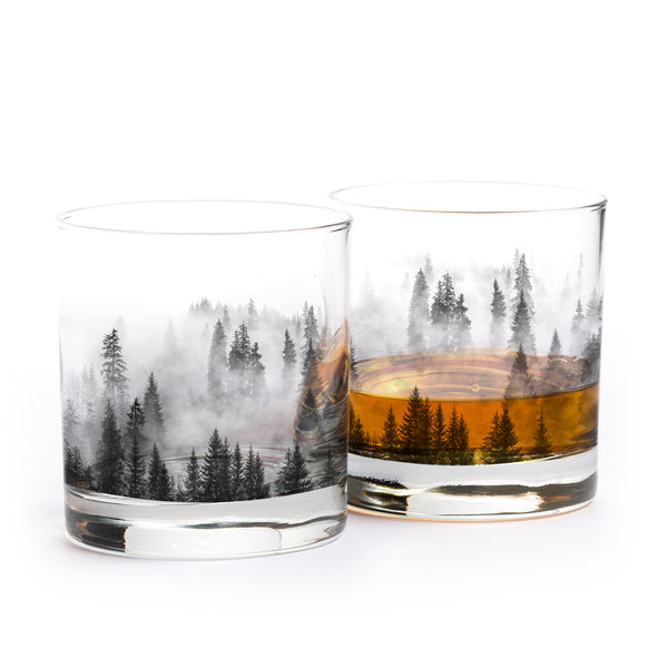 Forest and Clouds Whiskey Glass