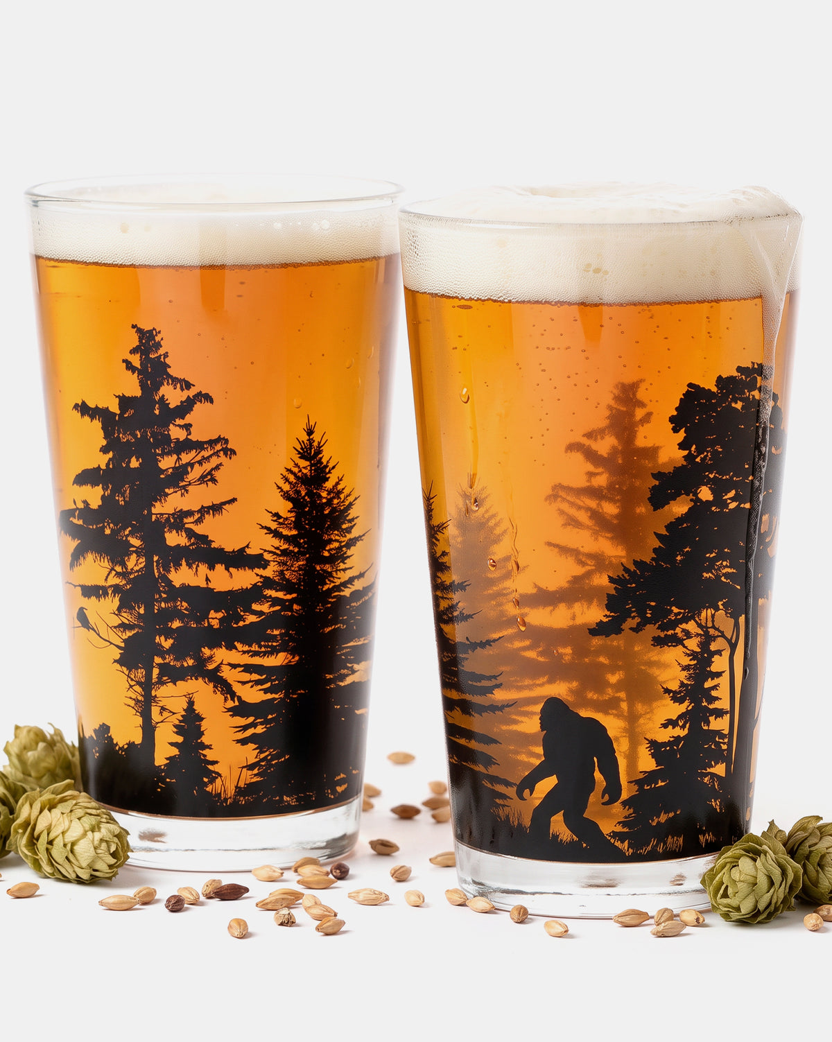 Bigfoot in the Forest Pint Glasses 2
