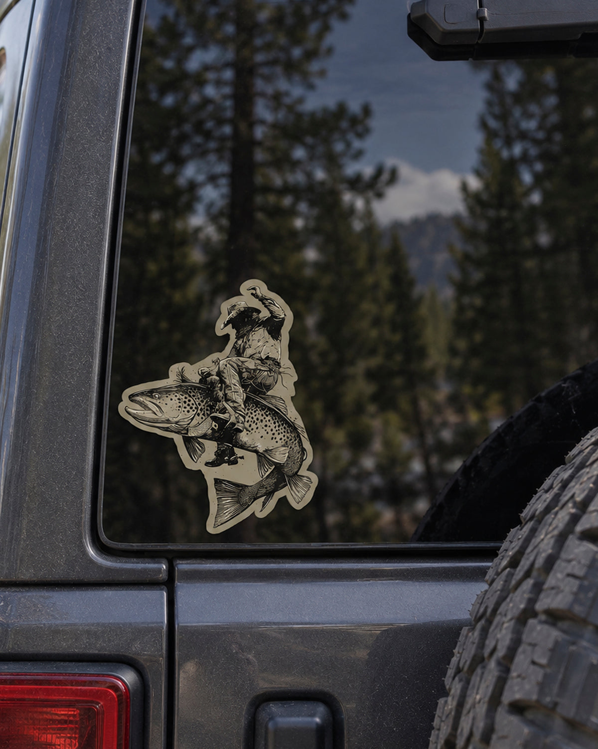 Bucking Brown Trout Outdoor Sticker 2