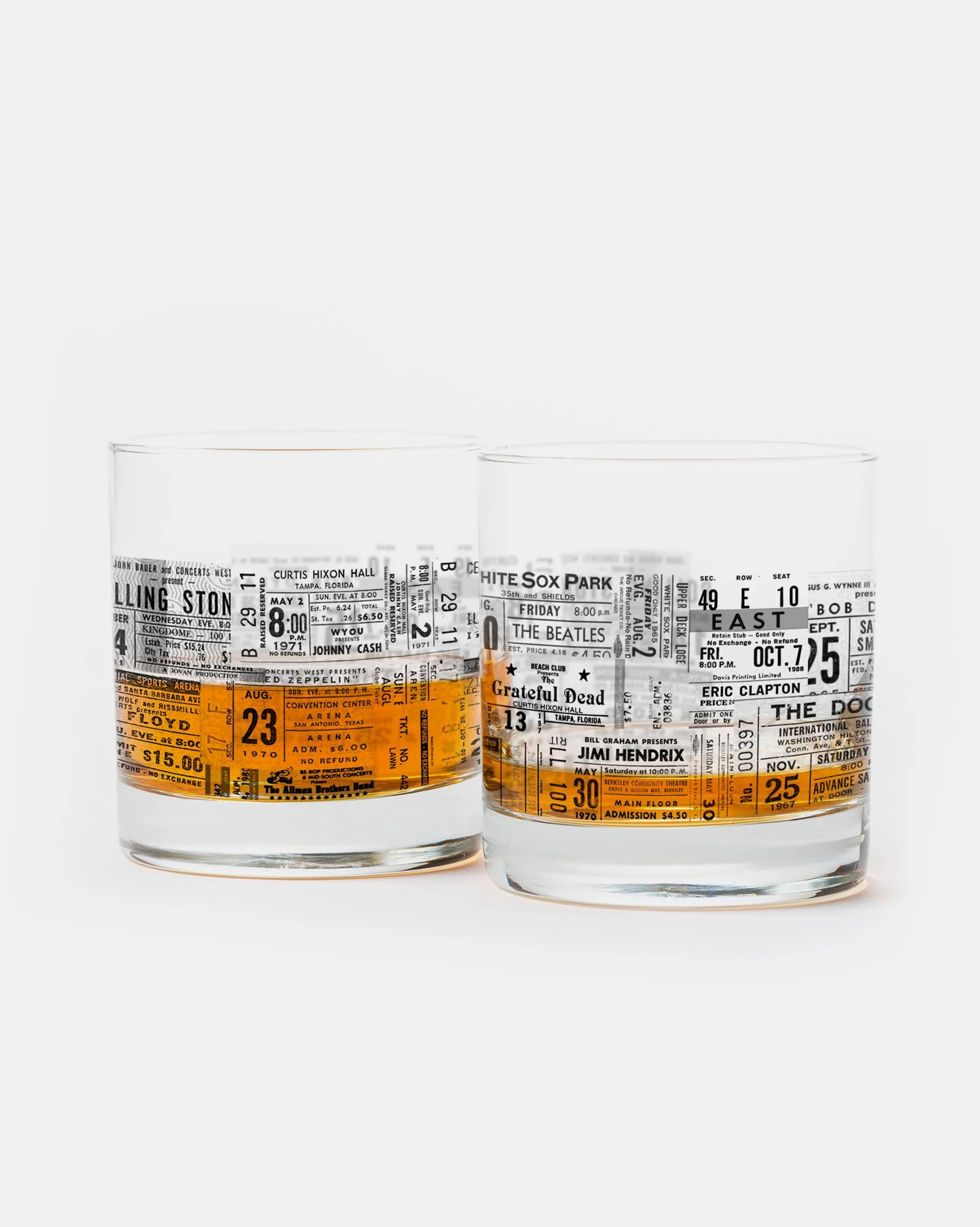 Concert Tickets Whiskey Glasses | Black Lantern