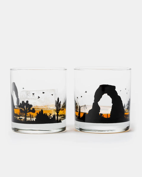 Desert landscape whiskey glasses 1