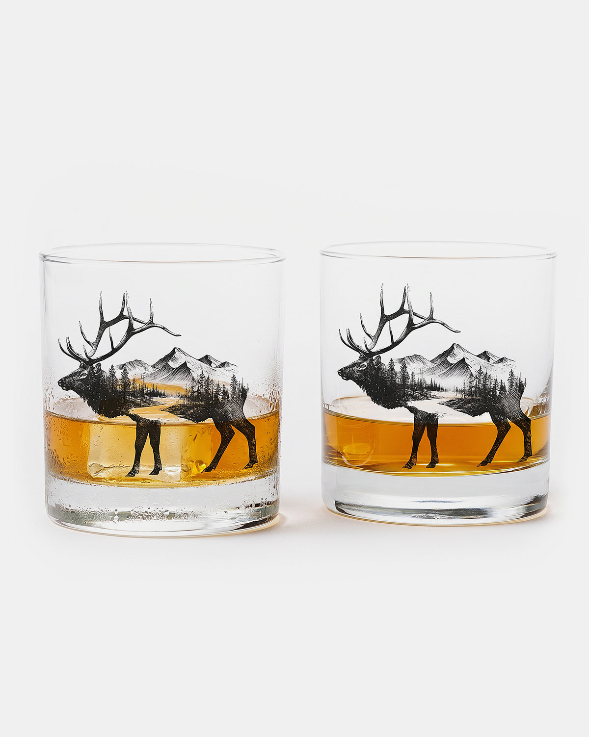 Elk and Mountain Forest Whiskey Glasses 1