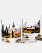 Fly Fishing River Landscape Whiskey Glasses 4
