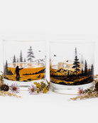 Fly Fishing River Landscape Whiskey Glasses 2