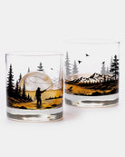 Fly Fishing River Landscape Whiskey Glasses 1