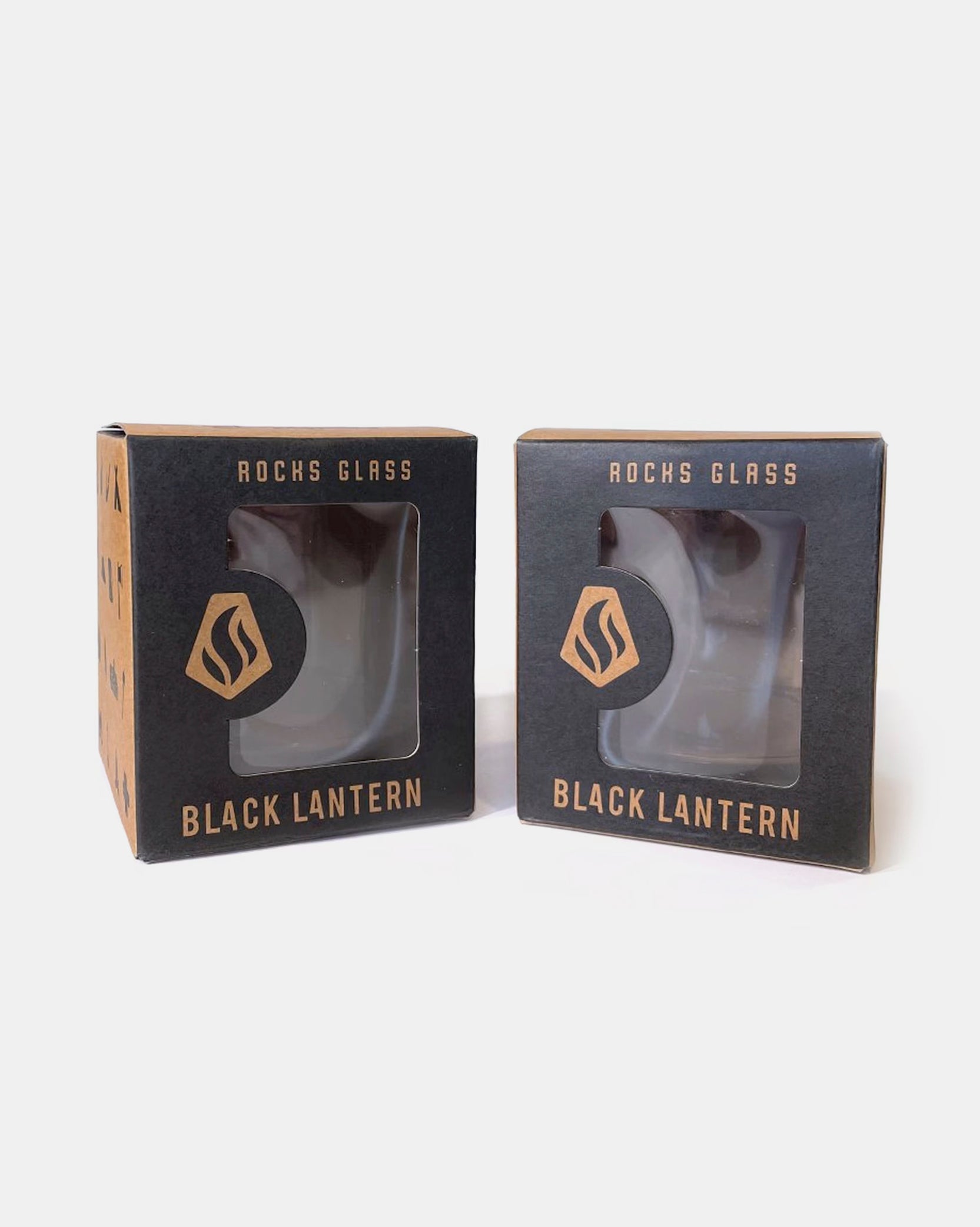 Black Lantern Forest Animals Whiskey Glasses — lifestyle shot with whisky poured