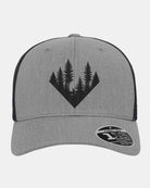 Geometric Forest Trucker Hat Heather Grey with Black Mesh Back
