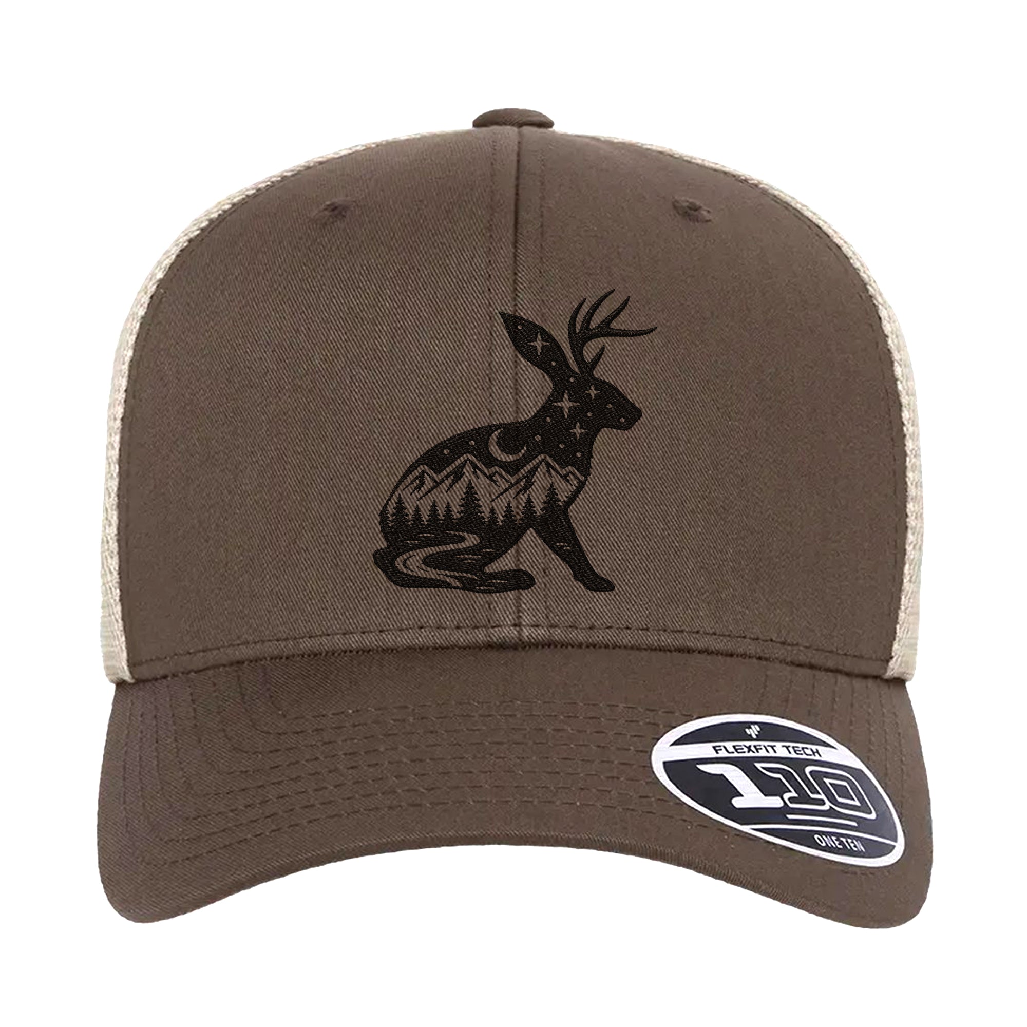 Jackalope Landscape Embroidered Nature Themed Trucker Hat