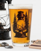 Lantern and Forest Hand Printed Pint Glass Set Lifestyle Image 1