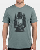 heather storm tshirt with lantern and forest screen print