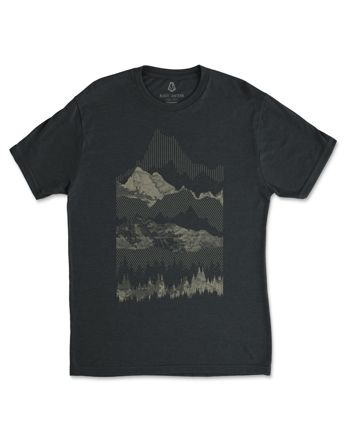 Men's Geometric Mountain Range T-Shirt | Black Lantern