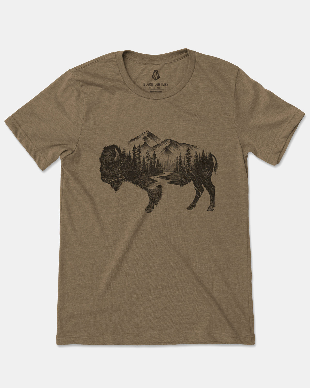 Mens Topographic Bison Tshirt 2