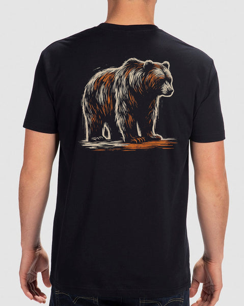 Mens Woodblock Bear Tshirt 1