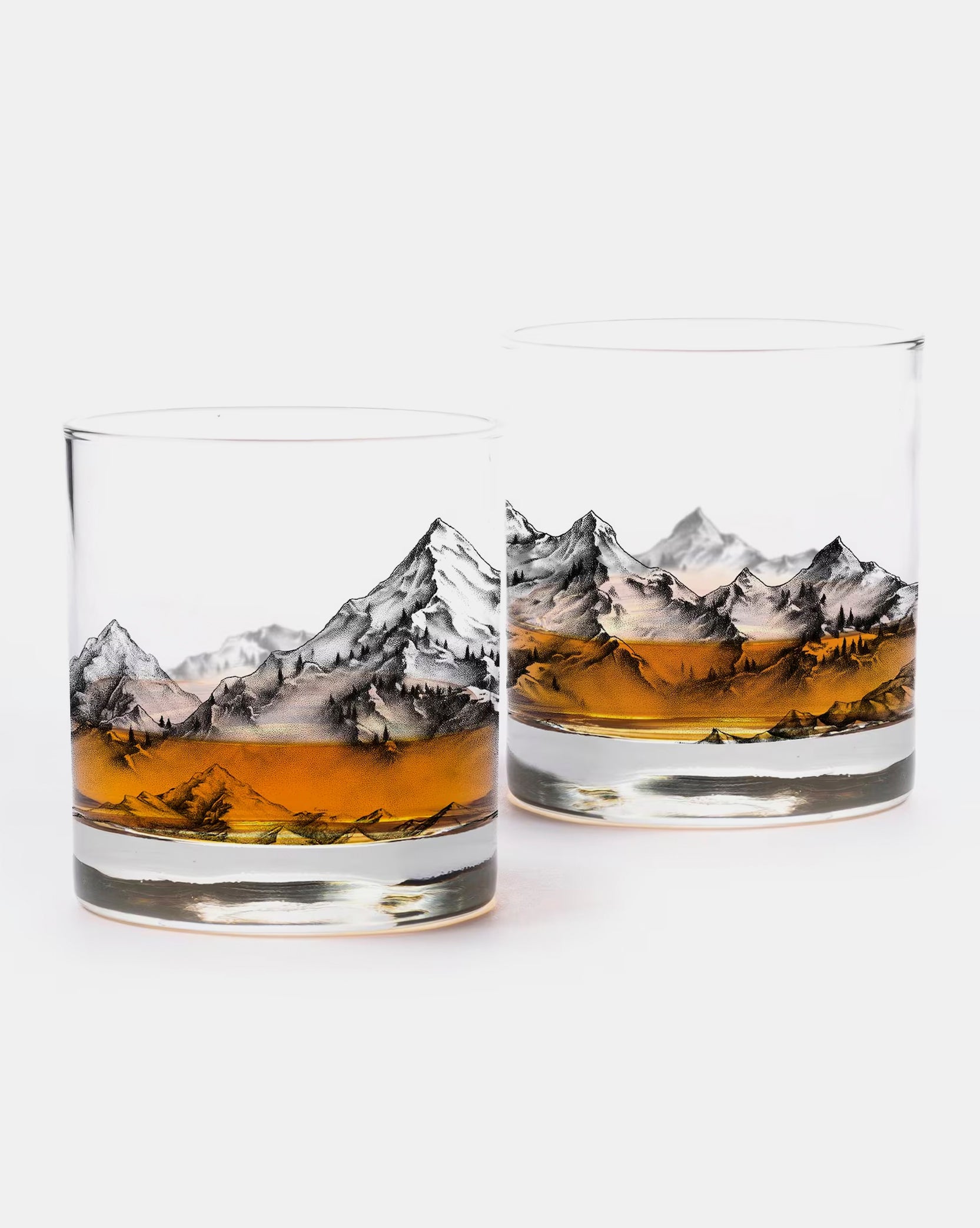Modern Mountain Range Whiskey Glass Set