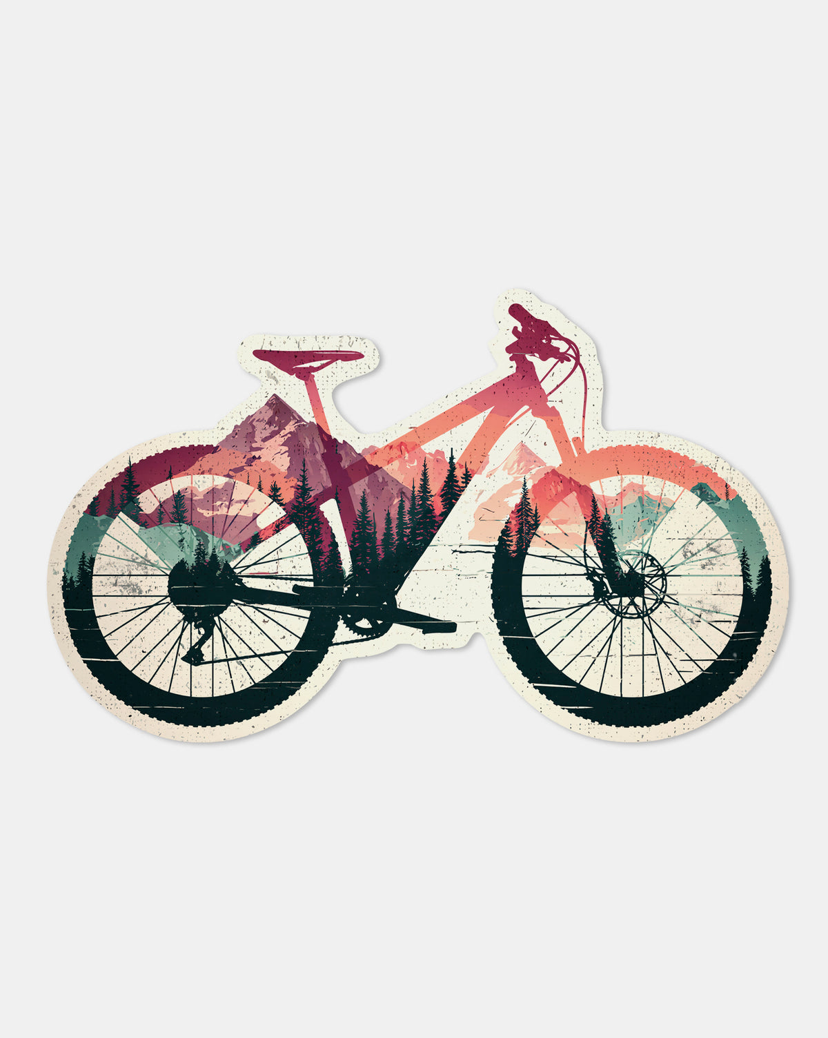 mountain bike and forest landscape sticker 1