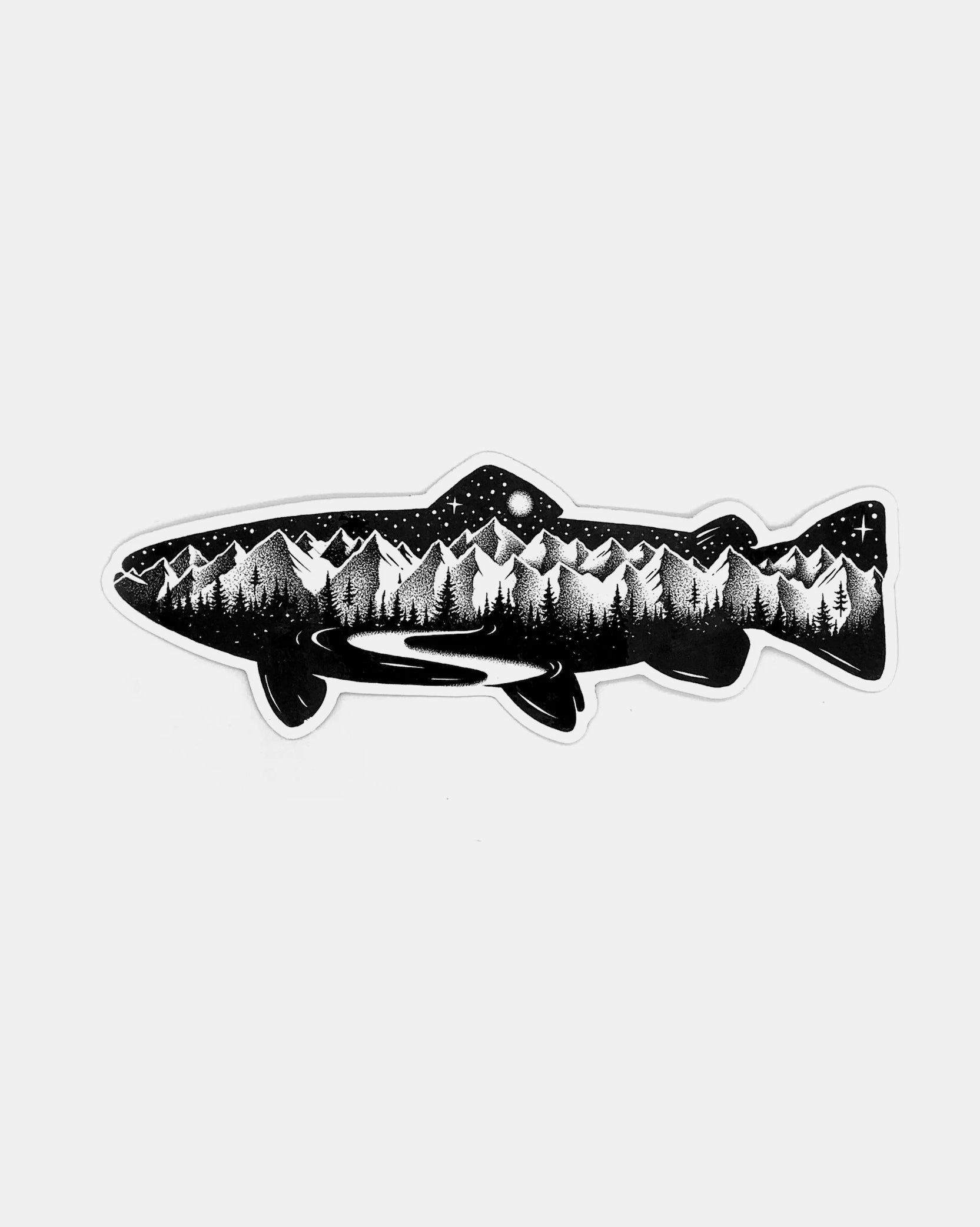 Mountain Trout Outdoor Sticker | Black Lantern